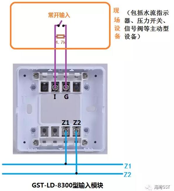 8300模塊與具有無源常開觸點的現場設備接線方法: